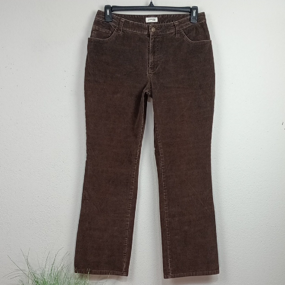 St Jhons Bay Womens Brown Stretch Slimming Bootcut Corduroy Pants sz 12 Normcore